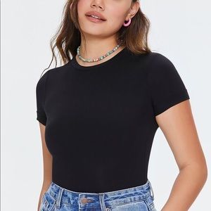Black ribbed tee bodysuit